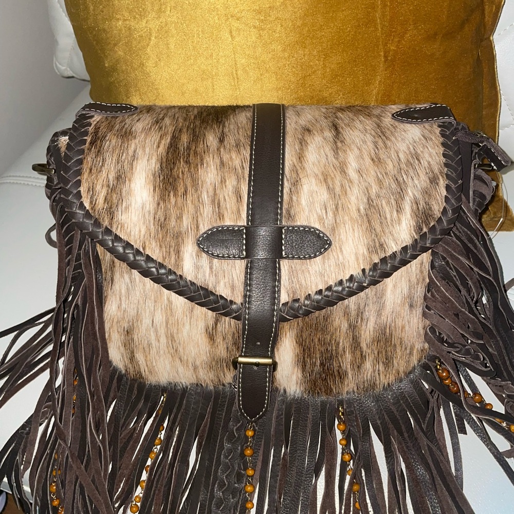 Brown Fringe Leather Bag